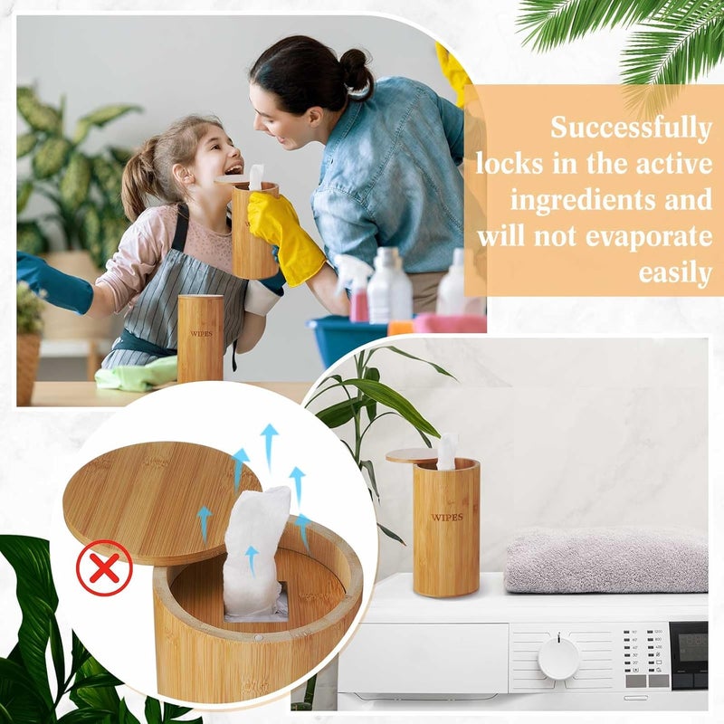Willinglong Refillable Wet Wipes Dispenser Disinfecting Wipe Container with Magnetic Lid Stylish Decorative Bamboo Holder for Bathroom Kitchen Countertop Home Office Storage Cleaning(Natural) - Image 5